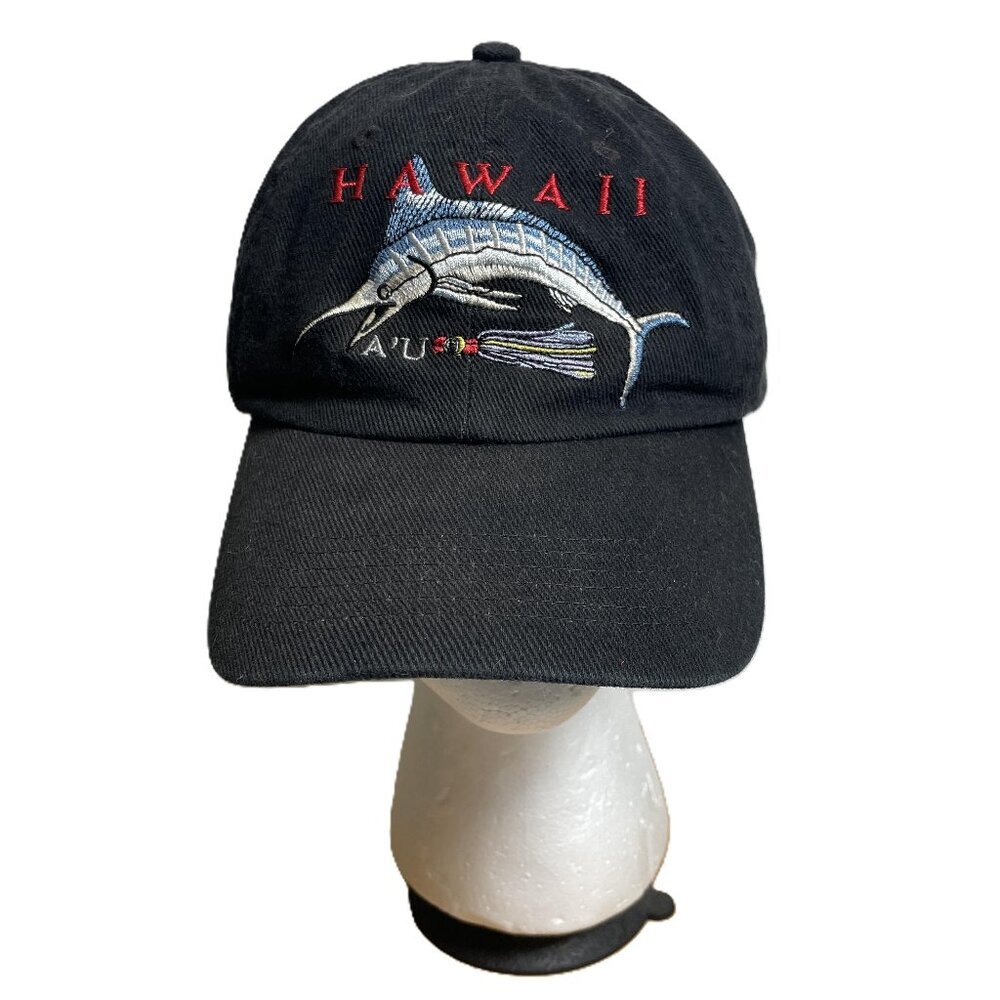 Hawaiian Headwear Marlin Snapback Baseball Hat Black Embroidered Dad Vacation